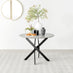 Novara Grey Concrete Effect Black Leg Round Dining Table & 4 Black Milan Black Leg Chairs