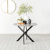 Novara Grey Concrete Effect Black Leg Round Dining Table & 4 Grey Velvet Milan Black Leg Chairs