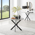Novara Grey Concrete Effect Black Leg Round Dining Table & 4 Black Corona Black Leg Chairs