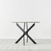 Novara Grey Concrete Effect Black Leg Round Dining Table & 4 Grey Velvet Milan Black Leg Chairs
