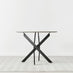 Novara Grey Concrete Effect Black Leg Round Dining Table & 4 Cappuccino Corona Black Leg Chairs