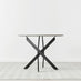 Novara Grey Concrete Effect Black Leg Round Dining Table & 4 Grey Velvet Milan Black Leg Chairs