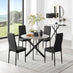 Novara Grey Concrete Effect Black Leg Round Dining Table & 4 Black Milan Black Leg Chairs