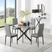 Novara Grey Concrete Effect Black Leg Round Dining Table & 4 Grey Milan Black Leg Chairs