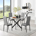 Novara Grey Concrete Effect Black Leg Round Dining Table & 4 Grey Milan Black Leg Chairs