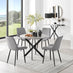 Novara Grey Concrete Effect Black Leg Round Dining Table & 4 Grey Pesaro Black Leg Chairs