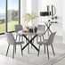 Novara Grey Concrete Effect Black Leg Round Dining Table & 4 Grey Pesaro Black Leg Chairs