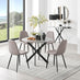 Novara Grey Concrete Effect Black Leg Round Dining Table & 4 Cappuccino Corona Black Leg Chairs