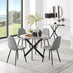 Novara Grey Concrete Effect Black Leg Round Dining Table & 4 Grey Corona Black Leg Chairs