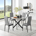 Novara Grey Concrete Effect Black Leg Round Dining Table & 4 Grey Velvet Milan Black Leg Chairs