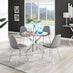Novara Grey Concrete Effect Round Dining Table & 4 Grey Corona Silver Chairs