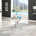 Novara Grey Concrete Effect Round Dining Table & 4 Grey Corona Silver Chairs