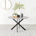 Novara Grey Concrete Effect Black Leg 120cm Round Dining Table & 6 Grey Milan Black Leg Chairs