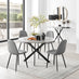 Novara Grey Concrete Effect Black Leg 120cm Round Dining Table & 4 Grey Corona Black Leg Chairs