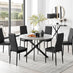 Novara Grey Concrete Effect Black Leg 120cm Round Dining Table & 6 Black Milan Black Leg Chairs