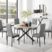 Novara Grey Concrete Effect Black Leg 120cm Round Dining Table & 6 Grey Milan Black Leg Chairs