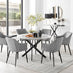 Novara Grey Concrete Effect Black Leg 120cm Round Dining Table & 6 Grey Calla Black Leg Chairs