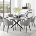 Novara Grey Concrete Effect Black Leg 120cm Round Dining Table & 6 Grey Calla Black Leg Chairs