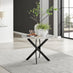 Novara White Marble Black Leg Round Dining Table & 4 Black Pesaro Black Leg Chairs
