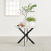 Novara White Marble Black Leg Round Dining Table & 4 Grey Corona Black Leg Chairs