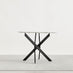 Novara White Marble Black Leg Round Dining Table & 4 Grey Pesaro Black Leg Chairs