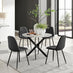 Novara White Marble Black Leg Round Dining Table & 4 Black Corona Black Leg Chairs
