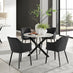 Novara White Marble Black Leg Round Dining Table & 4 Black Calla Black Leg Chairs