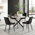 Novara White Marble Black Leg Round Dining Table & 4 Black Pesaro Black Leg Chairs
