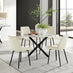 Novara White Marble Black Leg Round Dining Table & 4 Cream Pesaro Black Leg Chairs