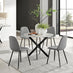 Novara White Marble Black Leg Round Dining Table & 4 Grey Corona Black Leg Chairs