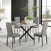 Novara White Marble Black Leg Round Dining Table & 4 Grey Milan Black Leg Chairs