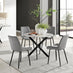 Novara White Marble Black Leg Round Dining Table & 4 Grey Pesaro Black Leg Chairs