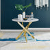 Novara Round White Marble Effect and Gold Metal 4 Seater Dining Table