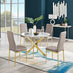 Novara White Marble Gold Leg Round Dining Table & 4 Cappuccino Milan Gold Leg Chairs