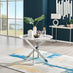 Novara White Marble Round Dining Table & 4 Grey Calla Silver Leg Chairs