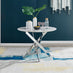 Novara White Marble Round Dining Table & 4 Grey Corona Silver Chairs