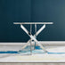 Novara White Marble Round Dining Table & 4 Grey Corona Silver Chairs