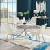 Novara White Marble Round Dining Table & 4 Cream Pesaro Silver Chairs