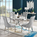 Novara White Marble Round Dining Table & 4 Grey Belgravia Chairs