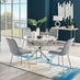 Novara White Marble Round Dining Table & 4 Grey Pesaro Silver Chairs