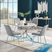 Novara White Marble Round Dining Table & 4 Grey Pesaro Silver Chairs