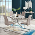 Novara White Marble Round Dining Table & 4 Cappuccino Lorenzo Chairs