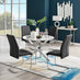 Novara White Marble Round Dining Table & 4 Black Lorenzo Chairs