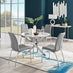 Novara White Marble Round Dining Table & 4 Grey Isco Chairs