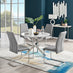 Novara White Marble Round Dining Table & 4 Grey Lorenzo Chairs