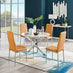 Novara White Marble Round Dining Table & 4 Mustard Milan Chrome Leg Chairs