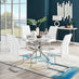 Novara White Marble Round Dining Table & 4 White Lorenzo Chairs