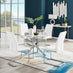 Novara White Marble Round Dining Table & 4 White Lorenzo Chairs