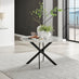 Novara White Marble Black Leg 120cm Round Dining Table & 6 Grey Pesaro Black Leg Chairs