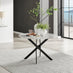 Novara White Marble Black Leg 120cm Round Dining Table & 6 Grey Pesaro Black Leg Chairs